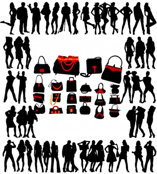 กระเป๋า รูปร่าง ขาวดำ 