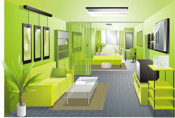 ห้องรับแขก สีเขียว